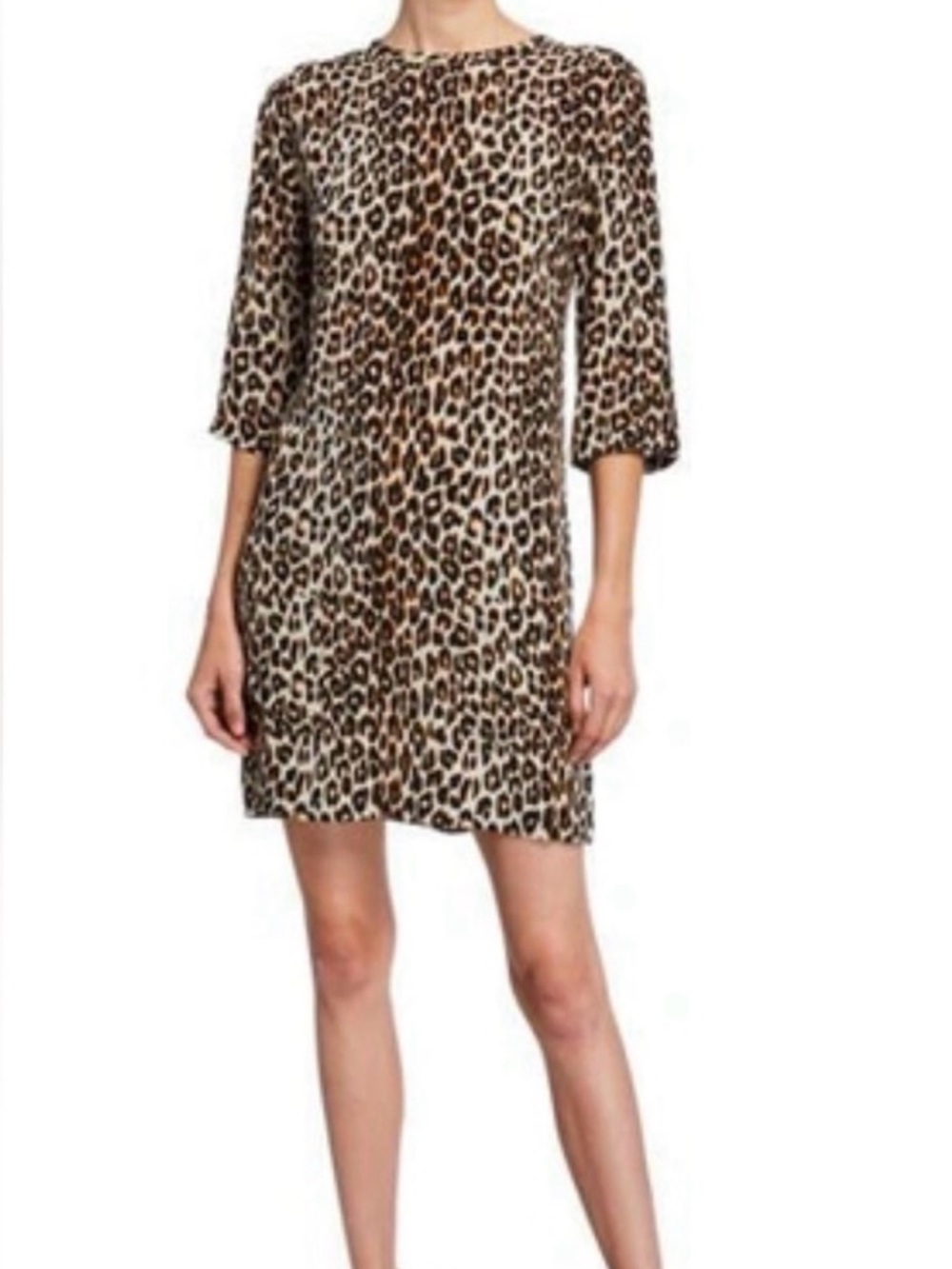 Equipment Femme Leopard Print Silk Shift Dress with Pockets